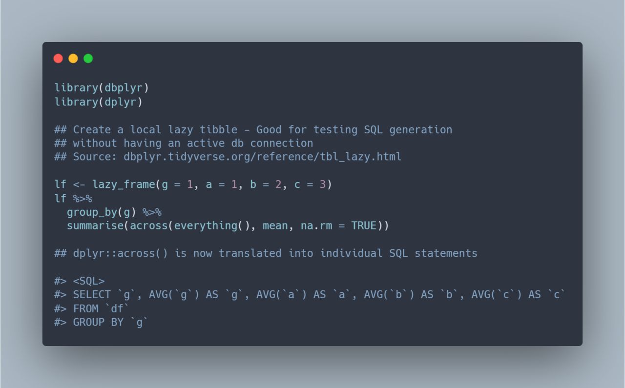 Javier Orraca What�s New in dbplyr 2.0.0